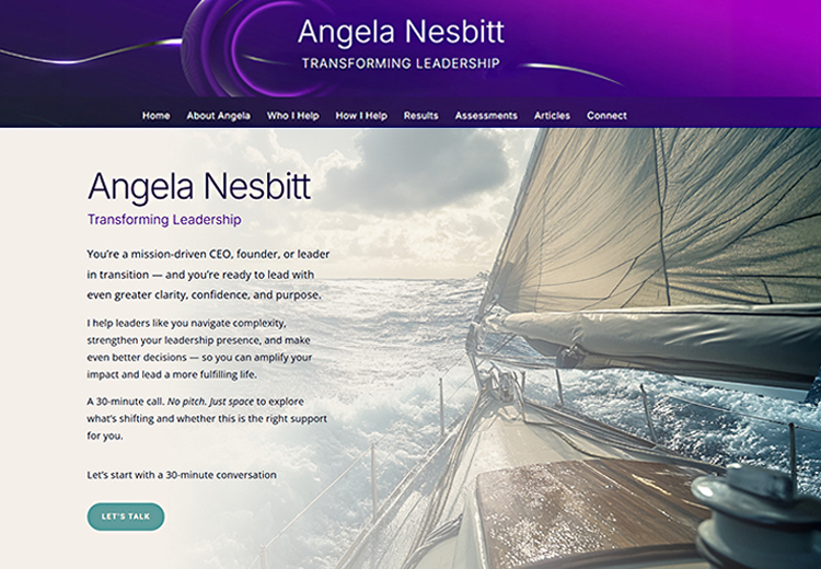 Website redesign for executive coach Angela Nesbitt, reflecting presence, clarity, and quiet strength