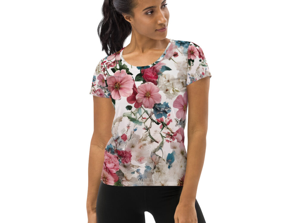 Women's athletic t-shirt - flowers