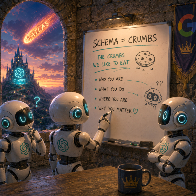 AI robots using schema markup clues to understand a business website